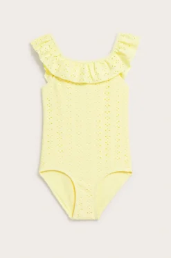 Badedrakt med broderie anglaise