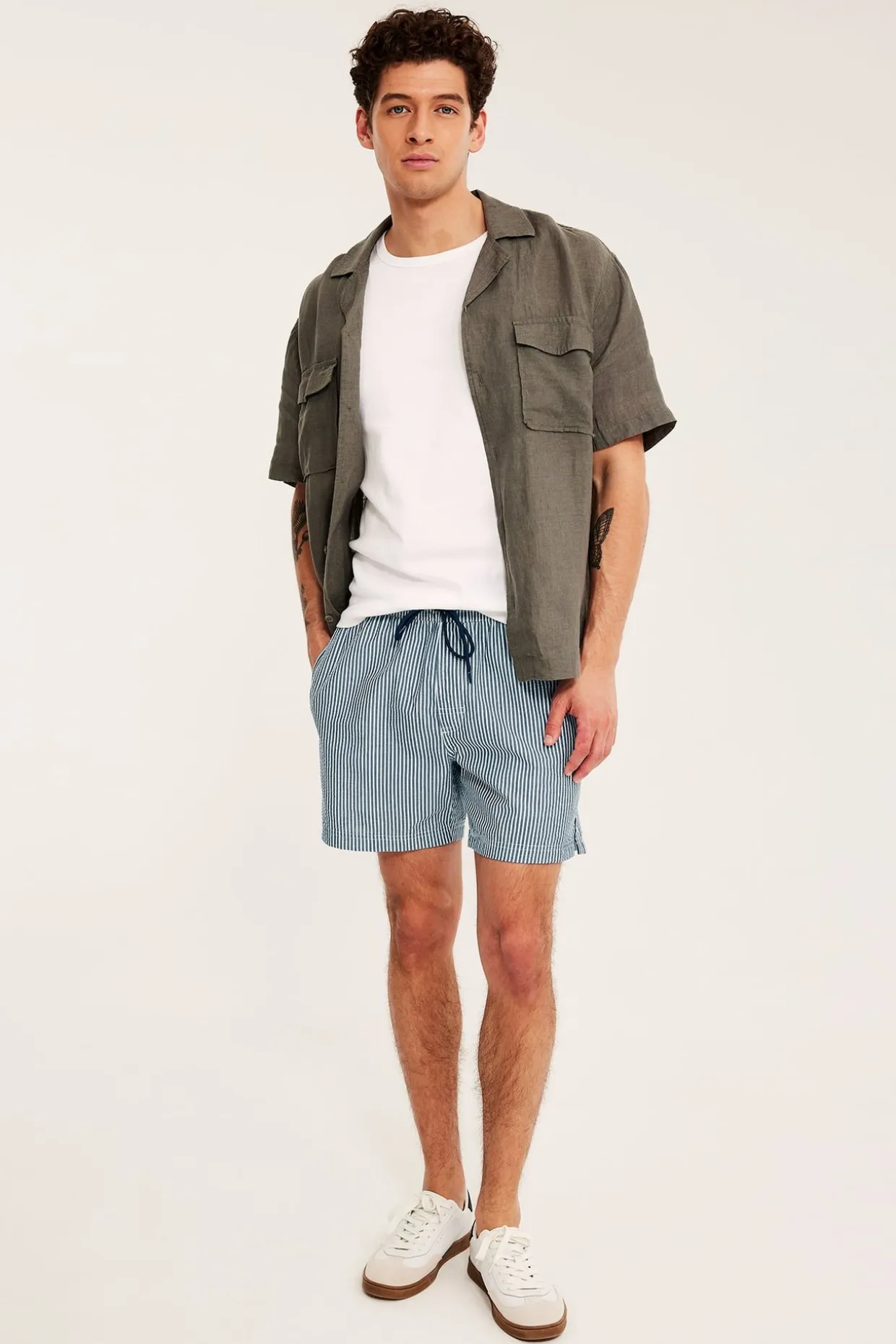 Badeshorts i seersucker