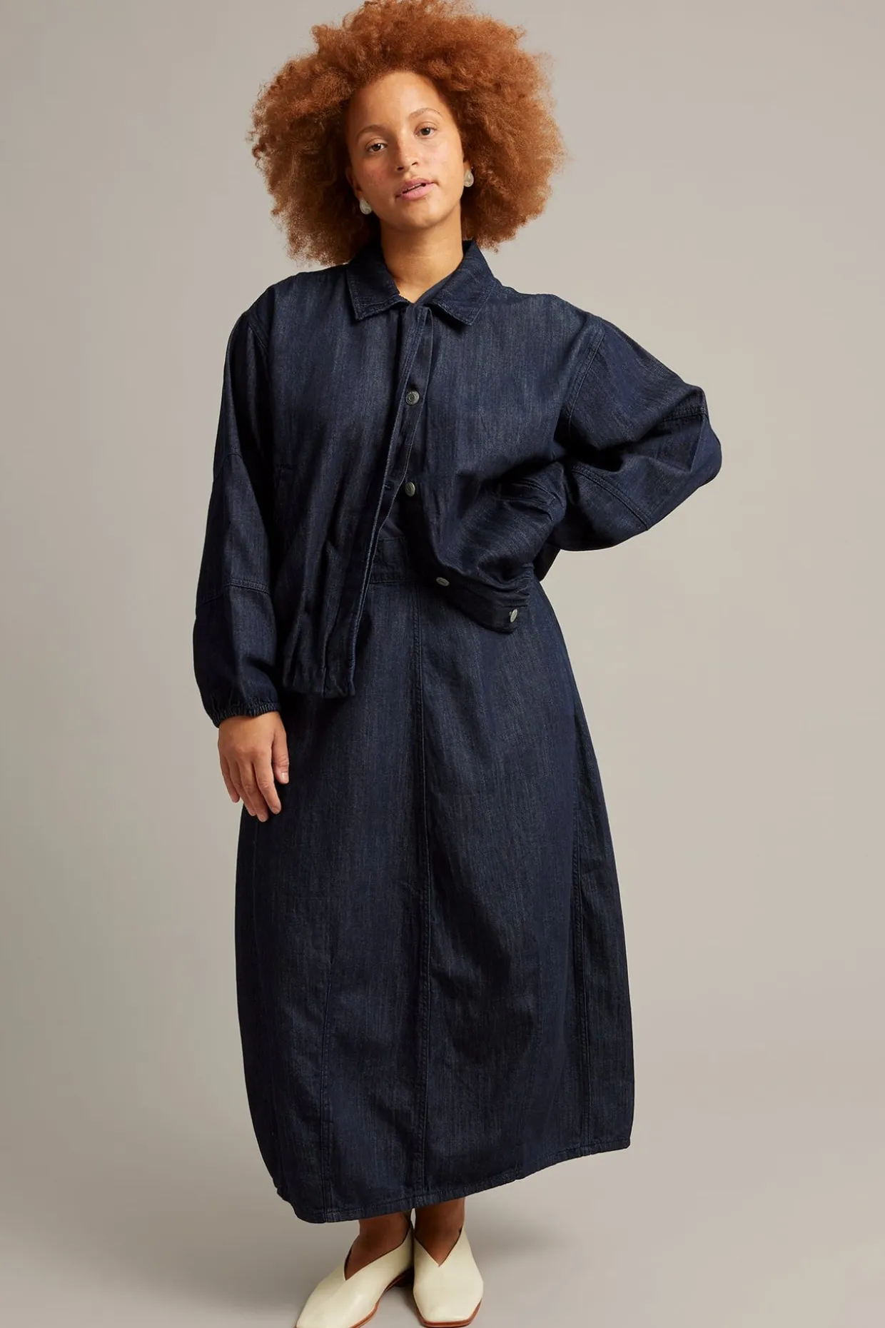 Barrelskjørt i denim