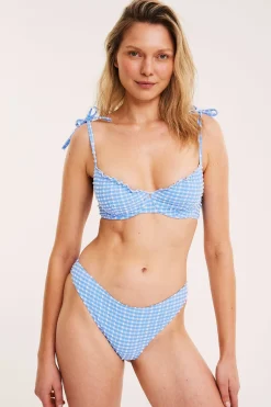 Bikini-BH med rutemønster og bånddetaljer