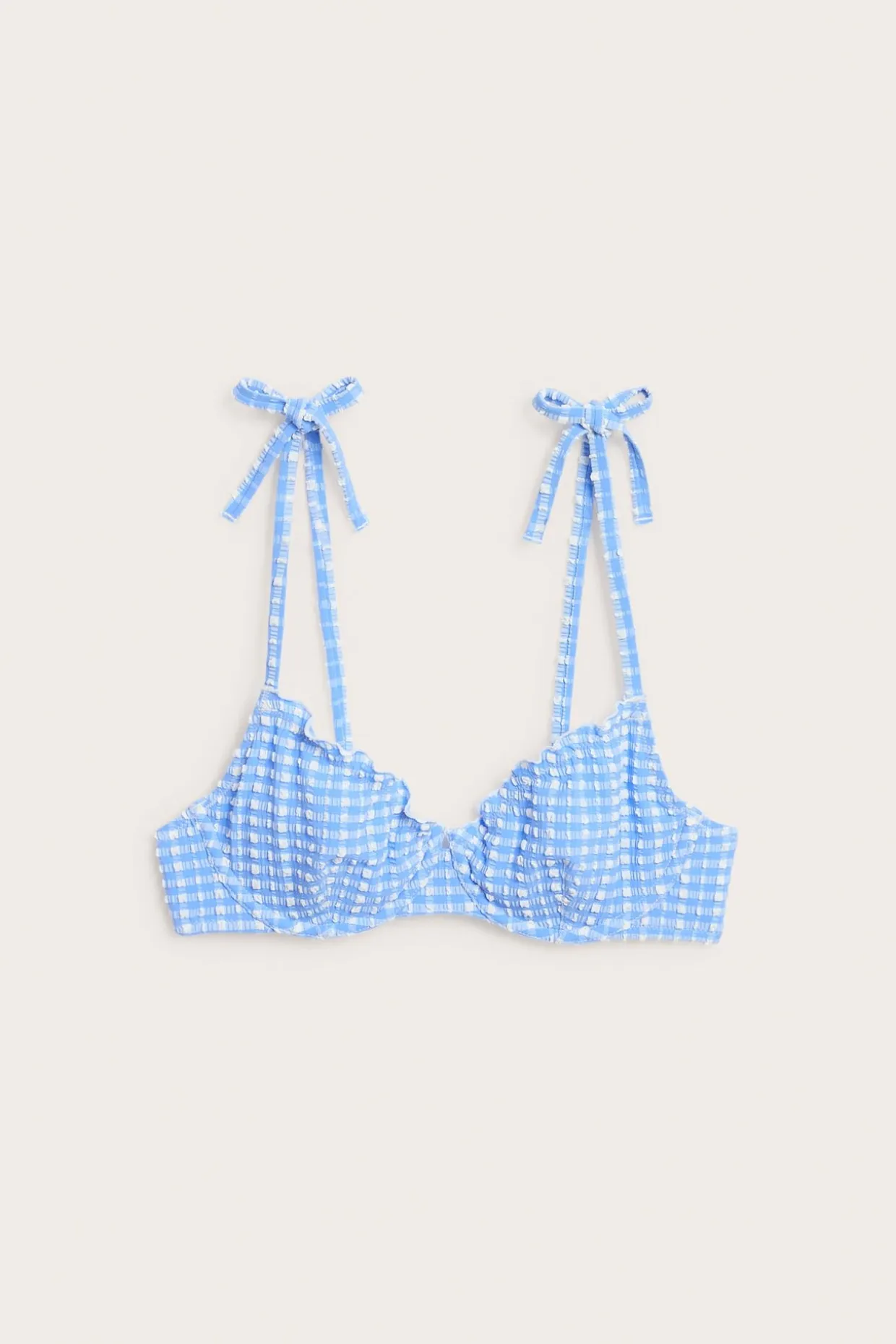 Bikini-BH med rutemønster og bånddetaljer