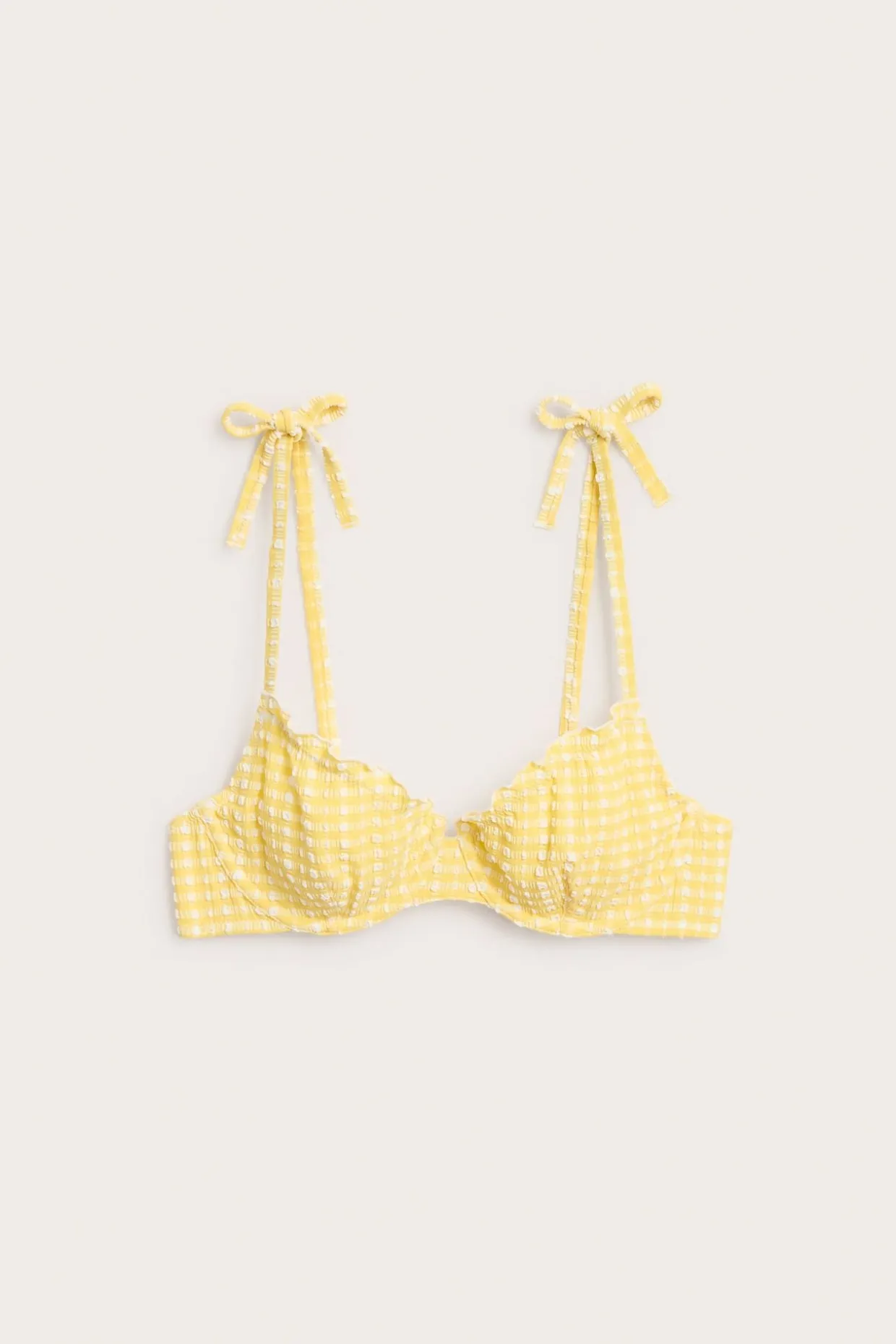 Bikini-BH med rutemønster og bånddetaljer