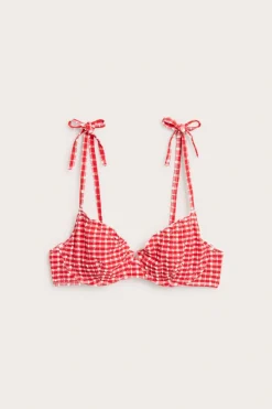 Bikini-BH med rutemønster og bånddetaljer