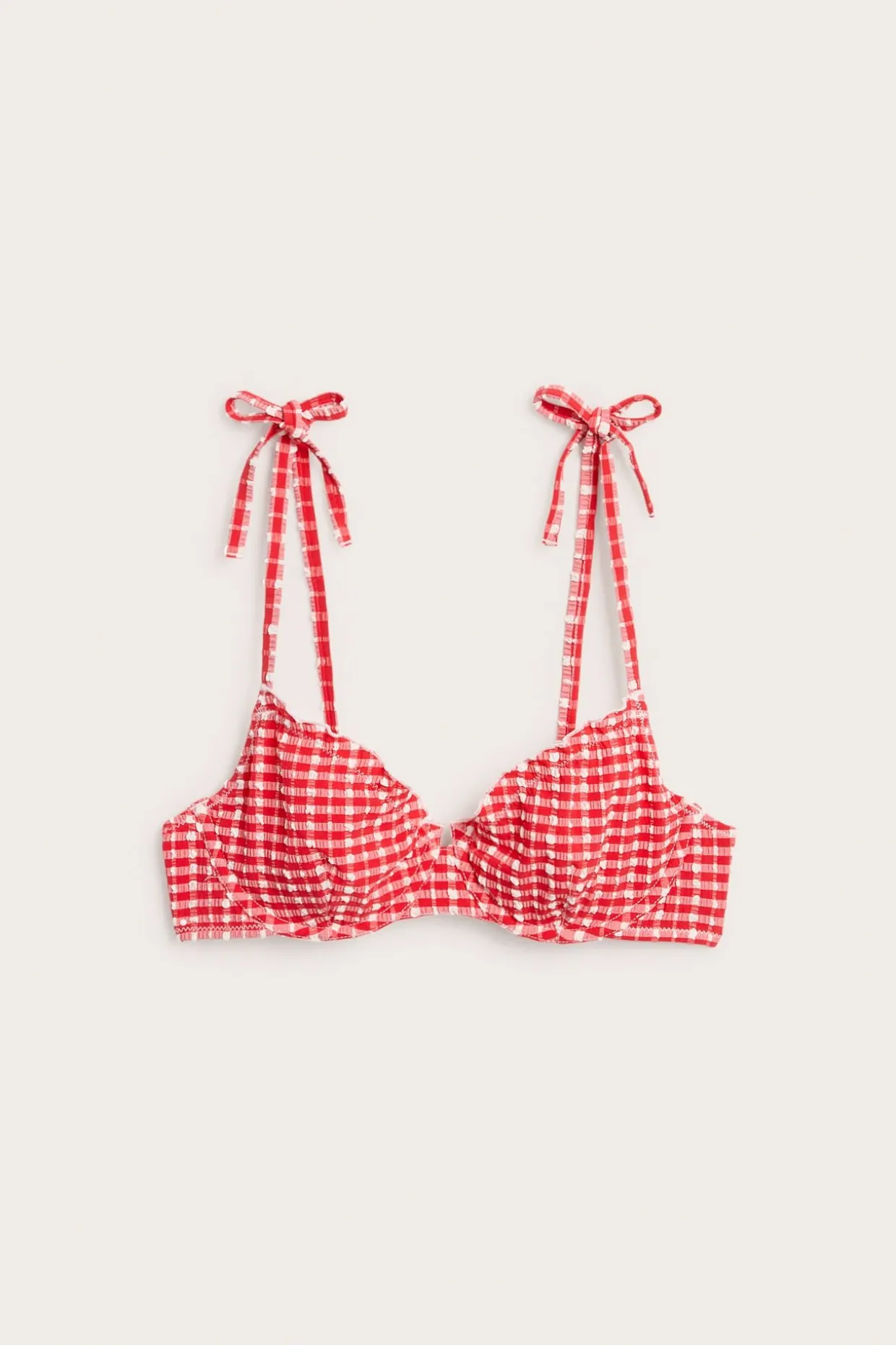 Bikini-BH med rutemønster og bånddetaljer