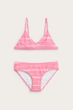 Bikini med trekantet snitt og batikkmønster
