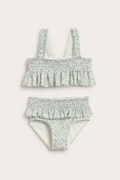 Bikini med vaffelstrikk og volang