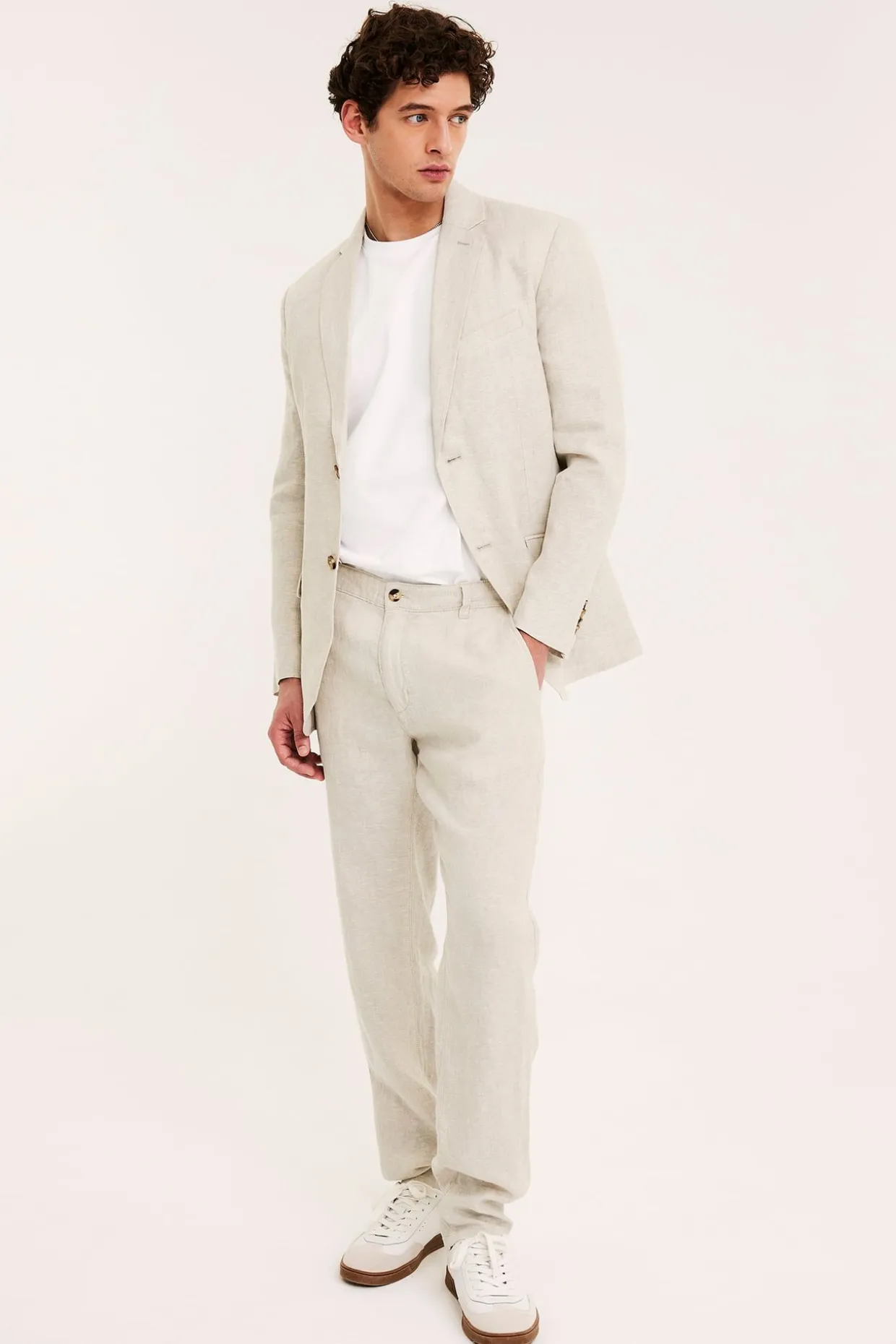 Blazer i lin med normal passform