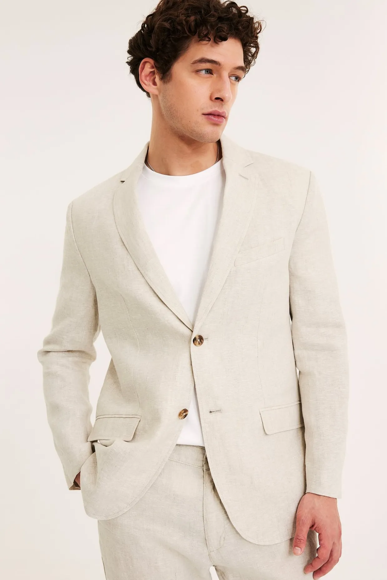 Blazer i lin med normal passform