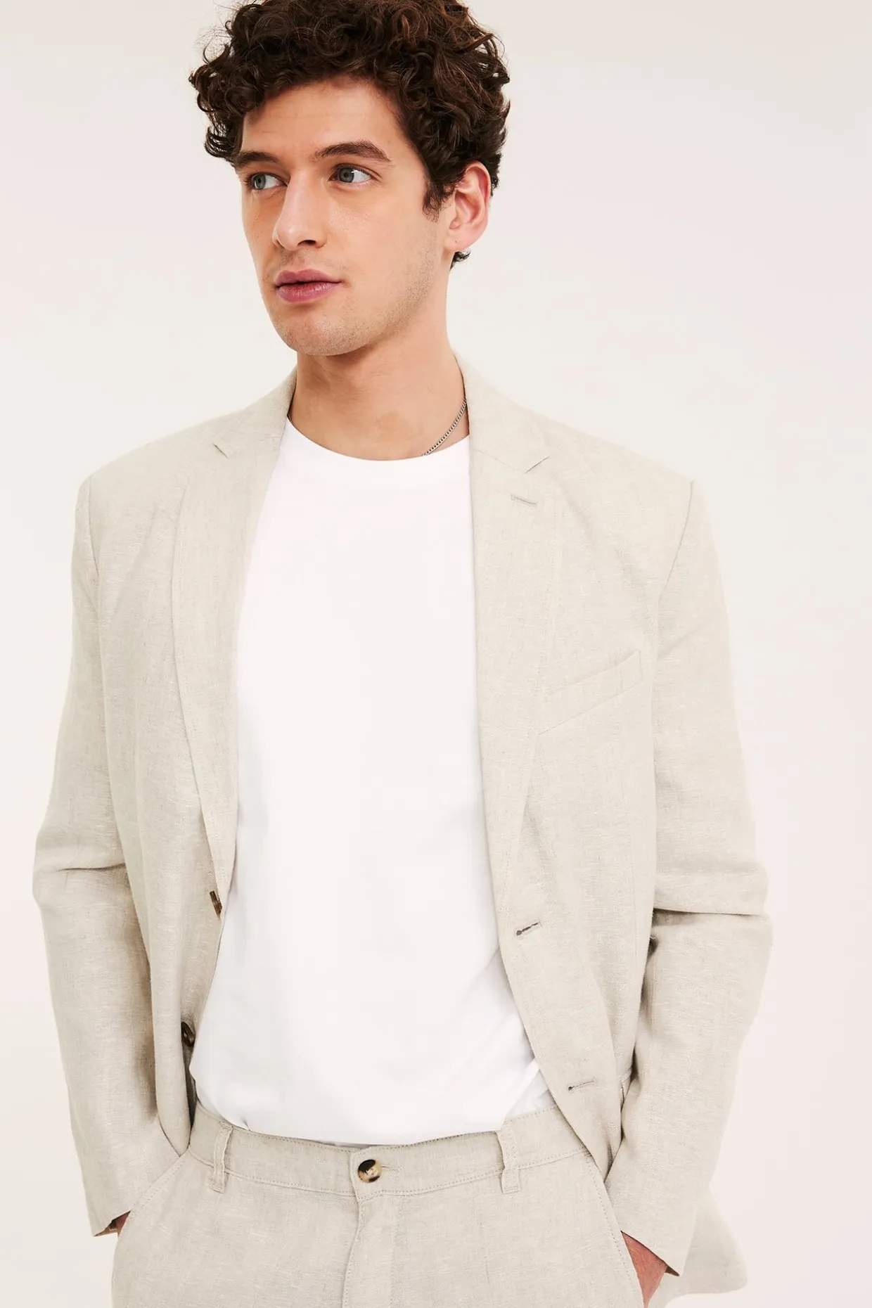 Blazer i lin med normal passform