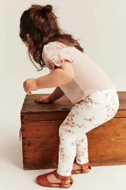 Blomstermønstrede leggings med sommerfugler