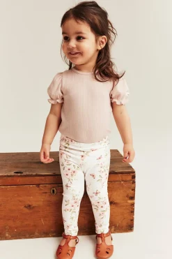 Blomstermønstrede leggings med sommerfugler