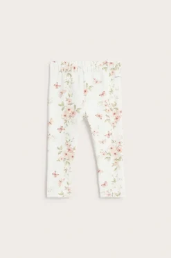 Blomstermønstrede leggings med sommerfugler