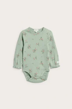 Blomstermønstret ribbestrikket body