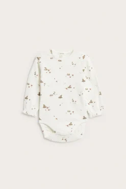 Blomstermønstret ribbestrikket body