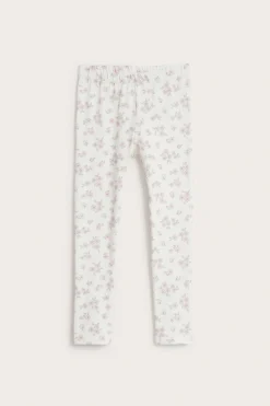 Blomstrede leggings i bomullstrikot