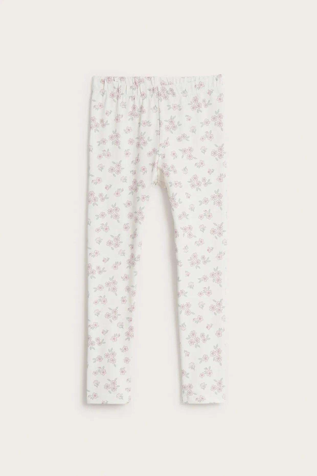 Blomstrede leggings i bomullstrikot