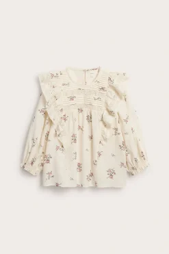 Blomstret bluse i blonder fra Newbie Woman