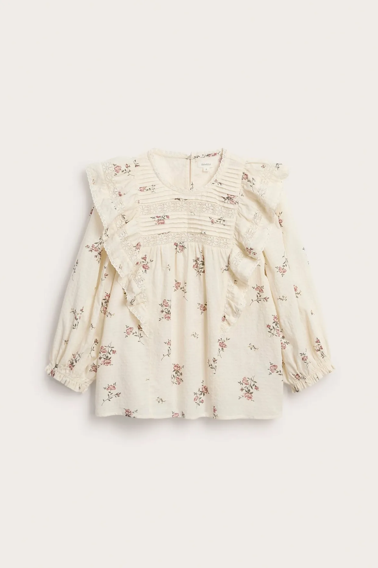 Blomstret bluse i blonder fra Newbie Woman