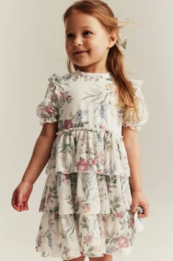 Blomstret chiffonkjole