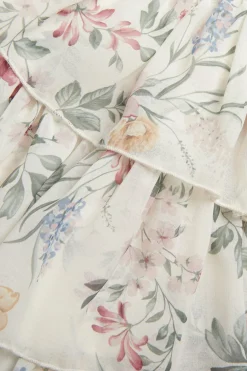 Blomstret chiffonkjole