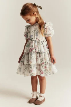 Blomstret chiffonkjole