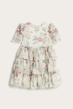 Blomstret chiffonkjole