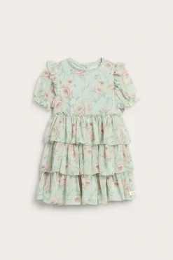 Blomstret chiffonkjole