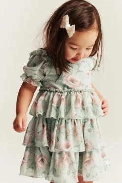 Blomstret chiffonkjole
