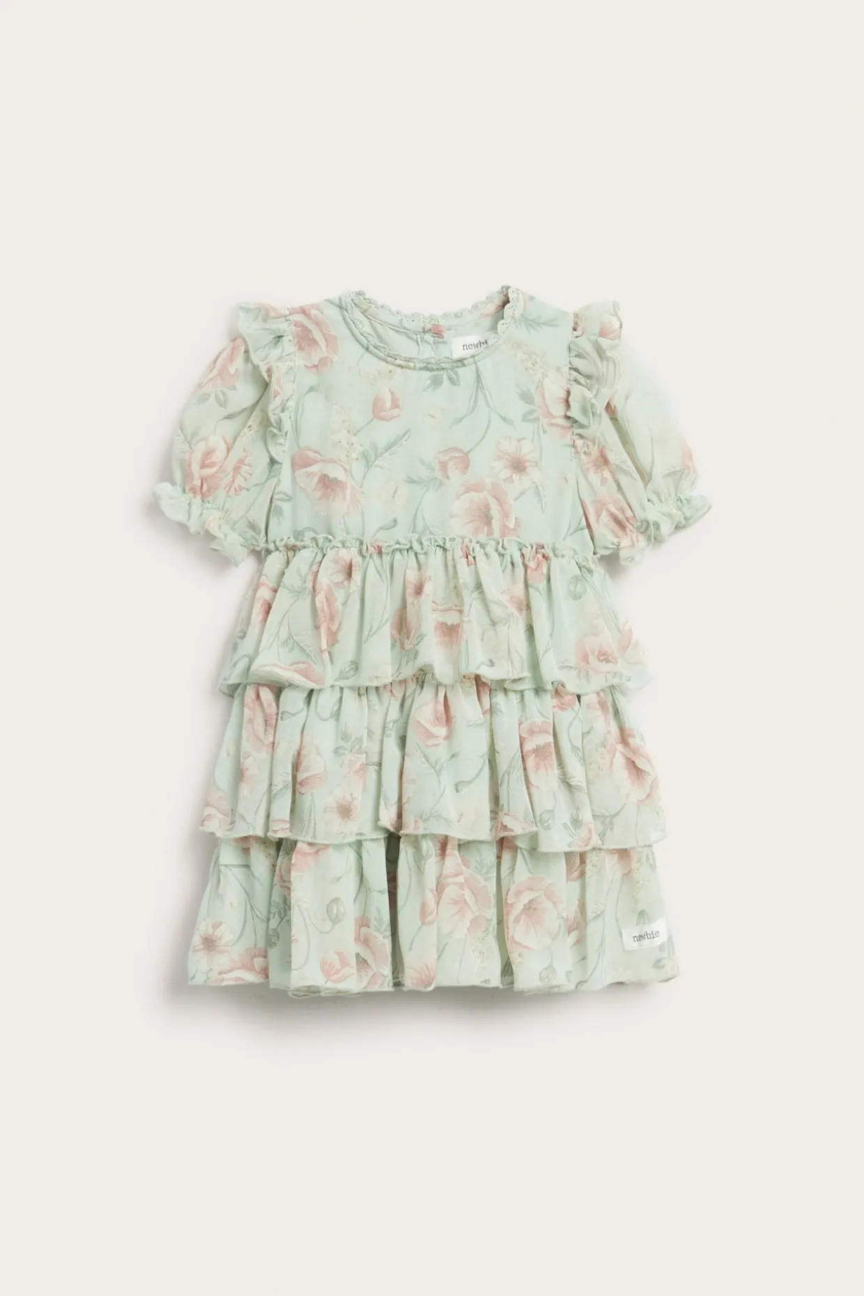 Blomstret chiffonkjole