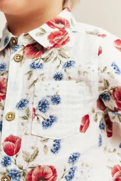 Blomstrete kortermet skjortebody