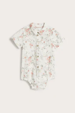 Blomstrete kortermet skjortebody