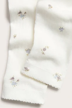 Blomstrete leggings i ribbetrikot