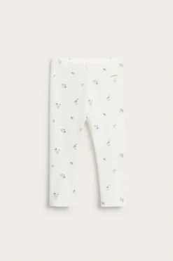 Blomstrete leggings i ribbetrikot