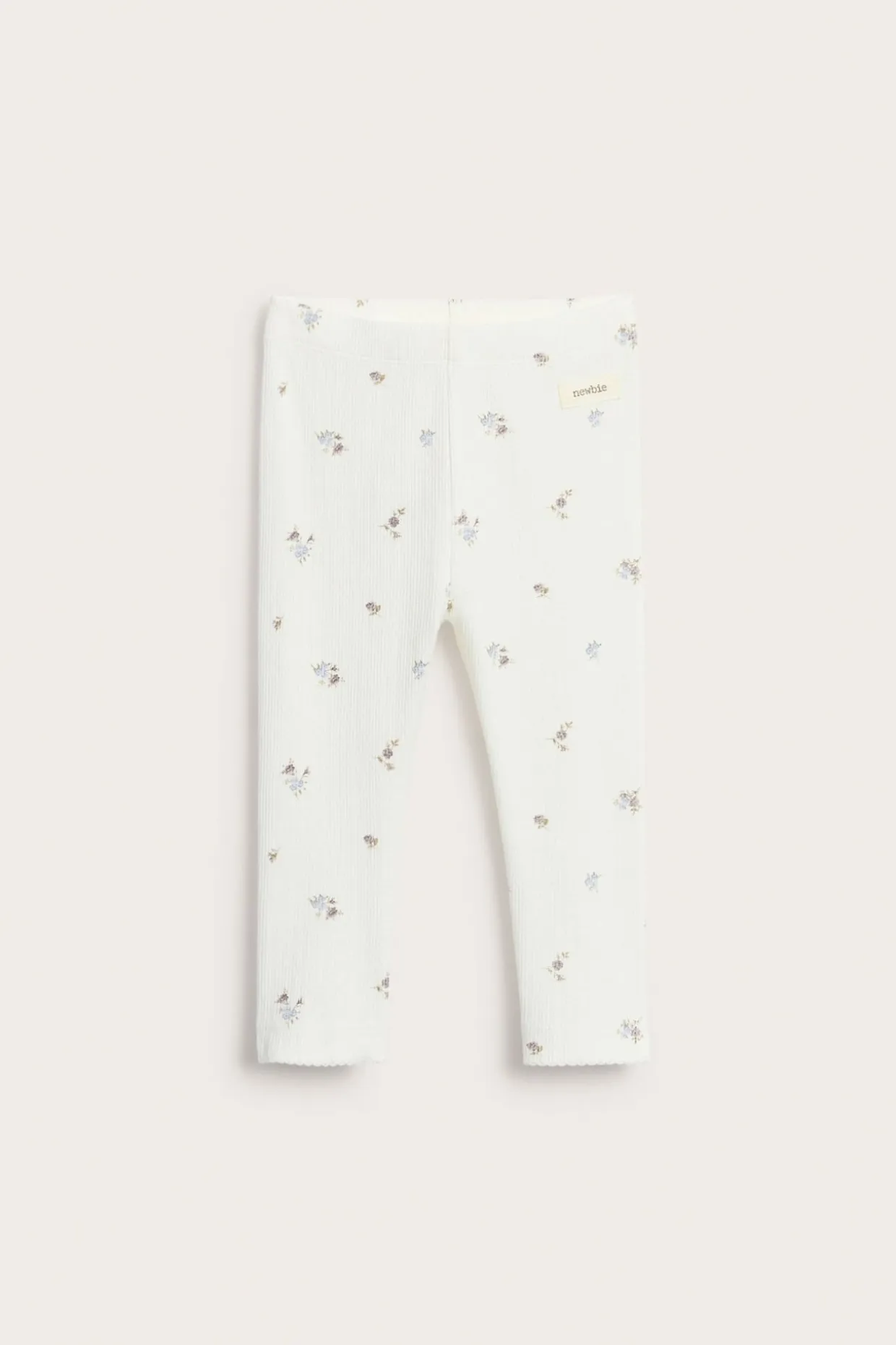Blomstrete leggings i ribbetrikot