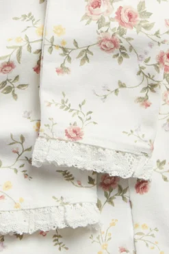 Blomstrete leggings med blonder