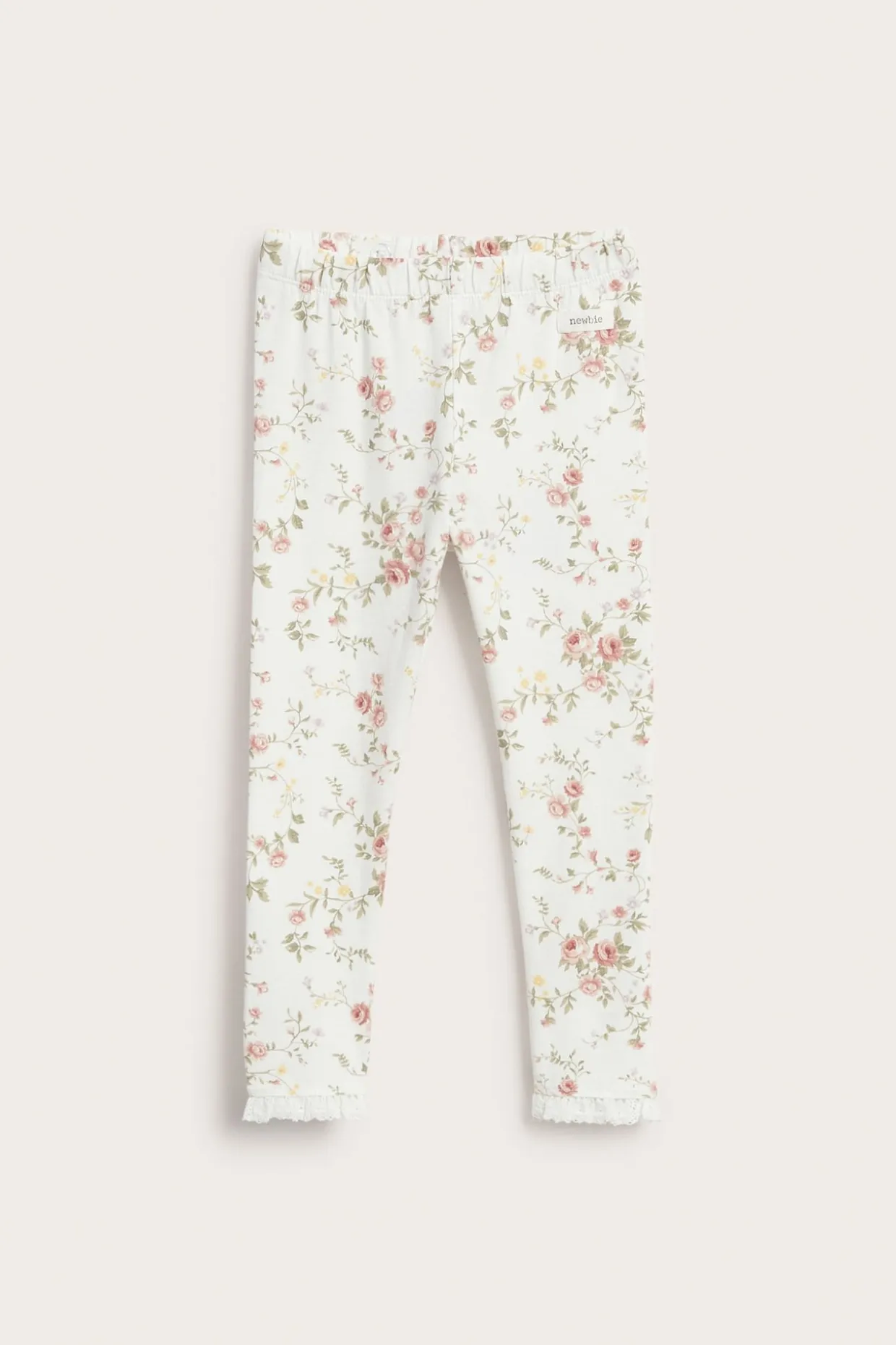Blomstrete leggings med blonder