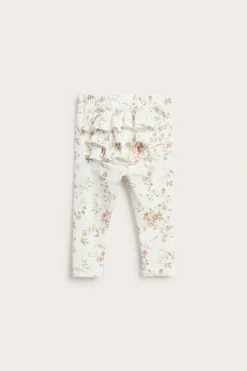 Blomstrete leggings med volanger