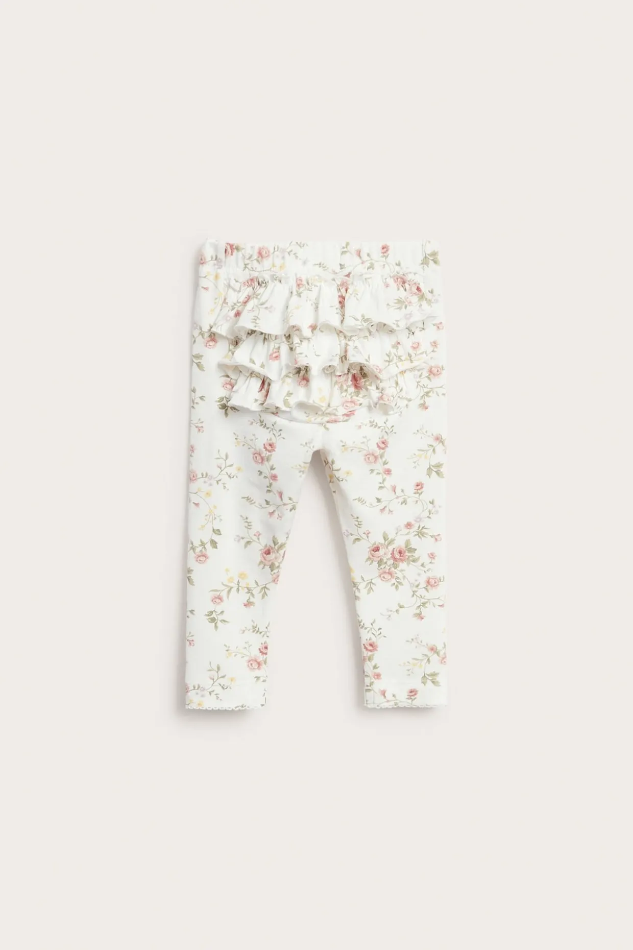 Blomstrete leggings med volanger