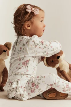 Blomstrete leggings med volanger