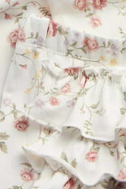 Blomstrete leggings med volanger