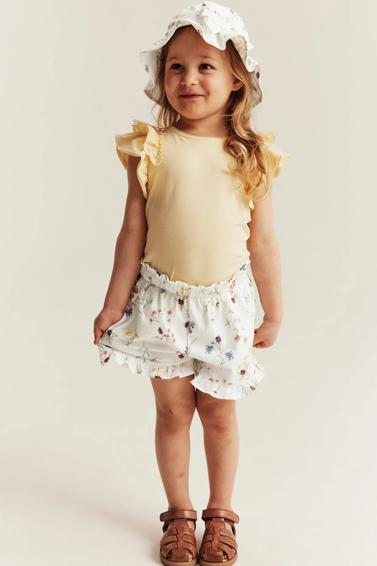 Blomstrete shorts i jersey