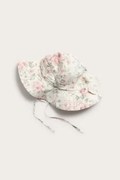 Blomstrete solhatt med sløyfe