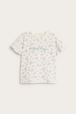Blomstrete topp i bomullstrikot