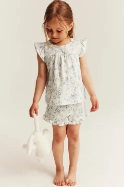 Blomstret pyjamas med volanger