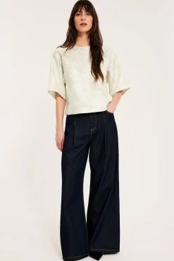 Bluse med jacquardmønster