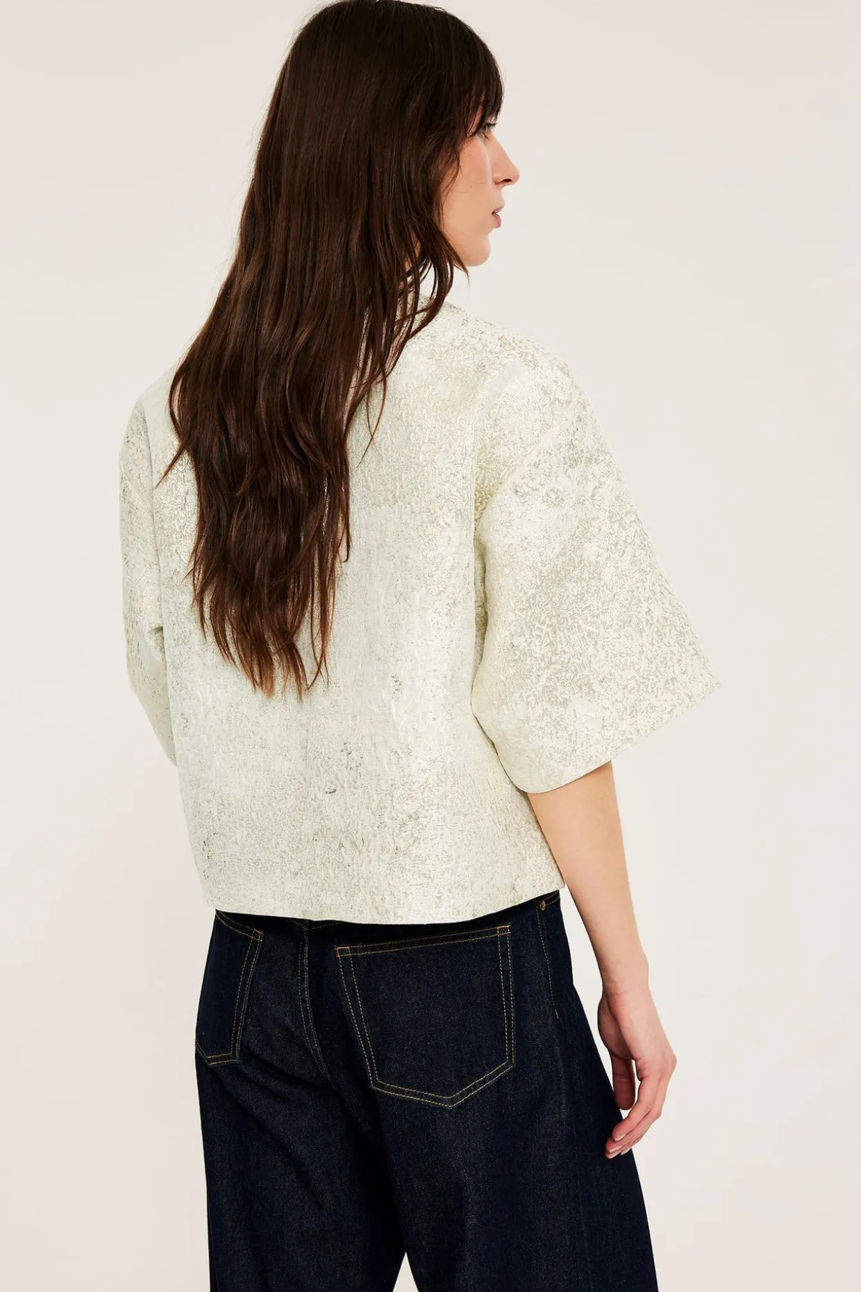 Bluse med jacquardmønster