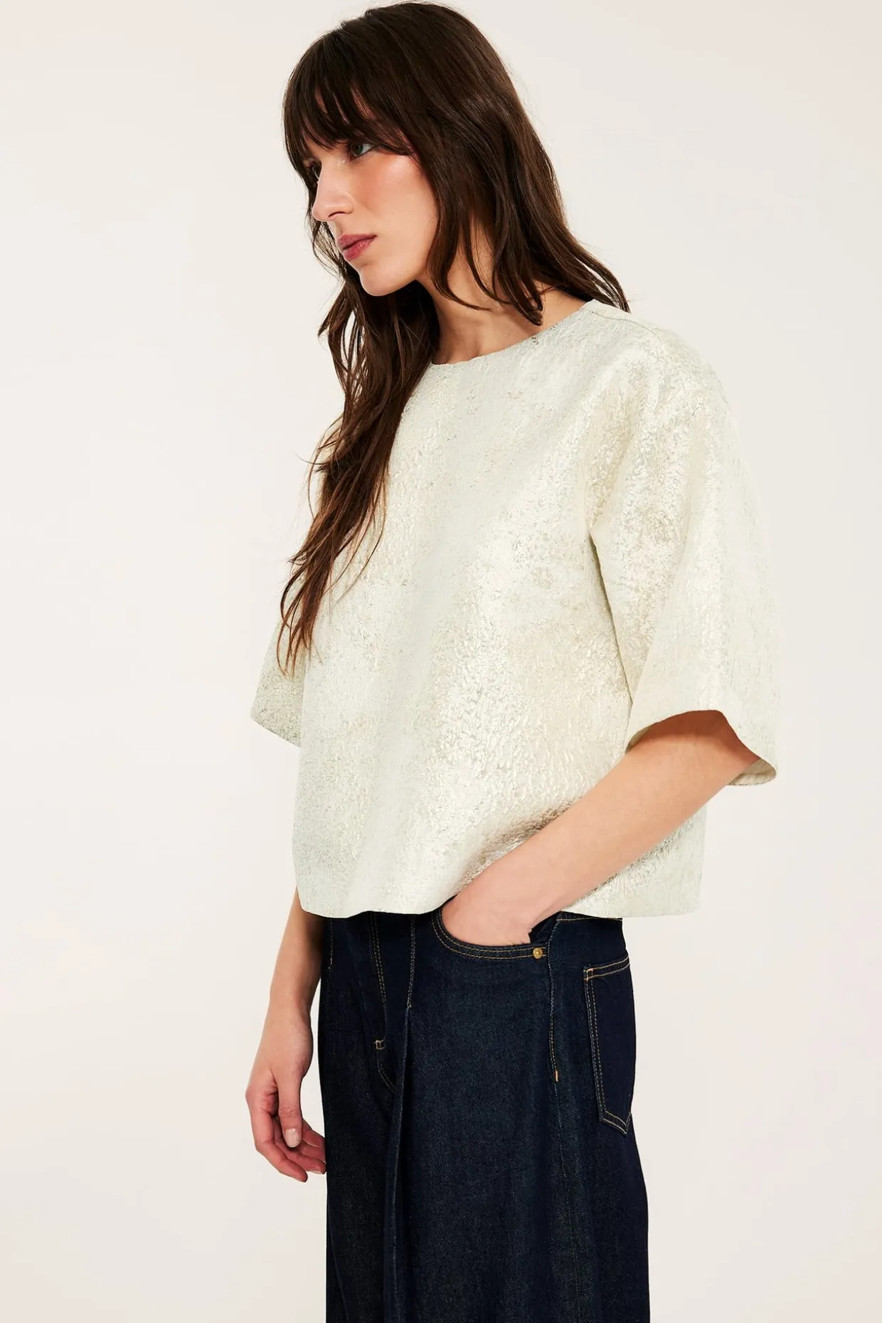 Bluse med jacquardmønster