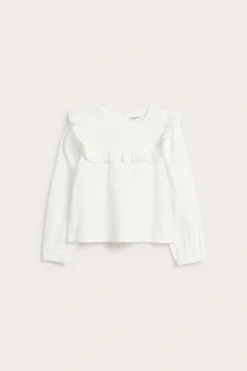 Bluse med volanger i bomull