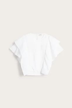 Bomullsbluse med blondedetaljer