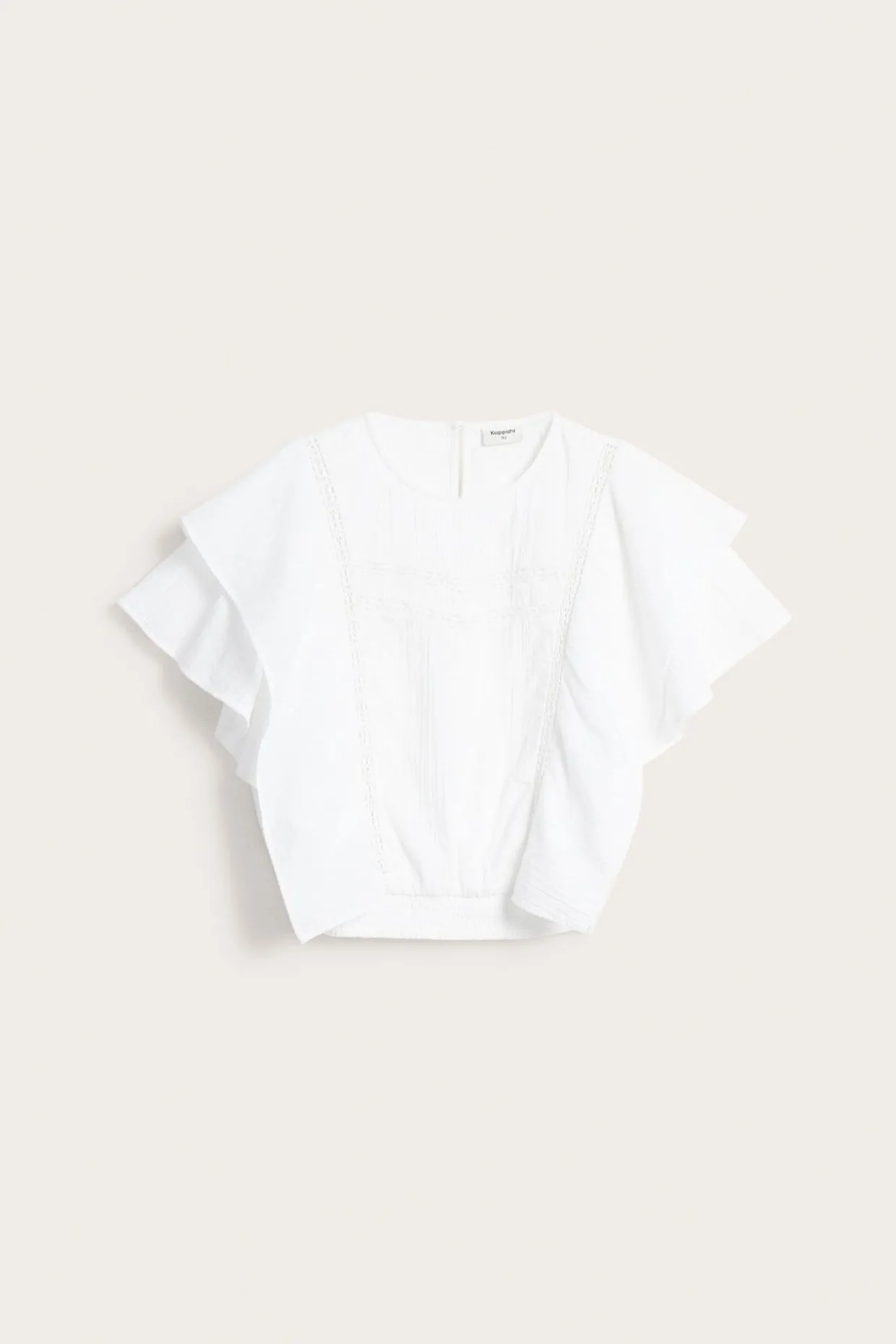 Bomullsbluse med blondedetaljer